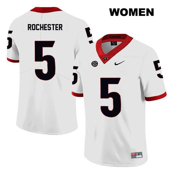 Georgia Bulldogs Women's Julian Rochester #5 NCAA Legend Authentic White Nike Stitched College Football Jersey RVY1556OV